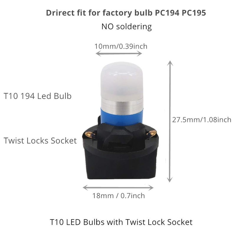WLJH مصباح LED WLJH أزرق جليدي 194 T10 W5W PC195 PC194 PC168 مقبس لولبي لمجموعة أدوات القياس لوحة العدادات 12V ساطع للغاية، عبوة من 6 - Image 5